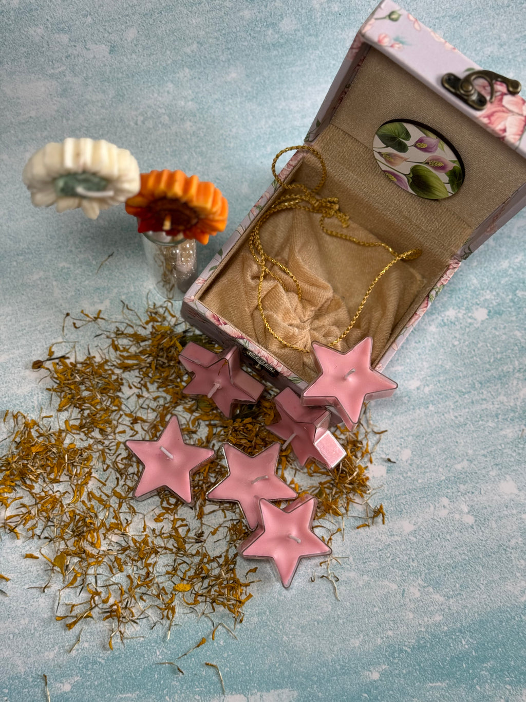 Pink Star Shaped Soy Tealight Candles – Handmade Decorative Star Candles for Romantic & Festive Home Décor