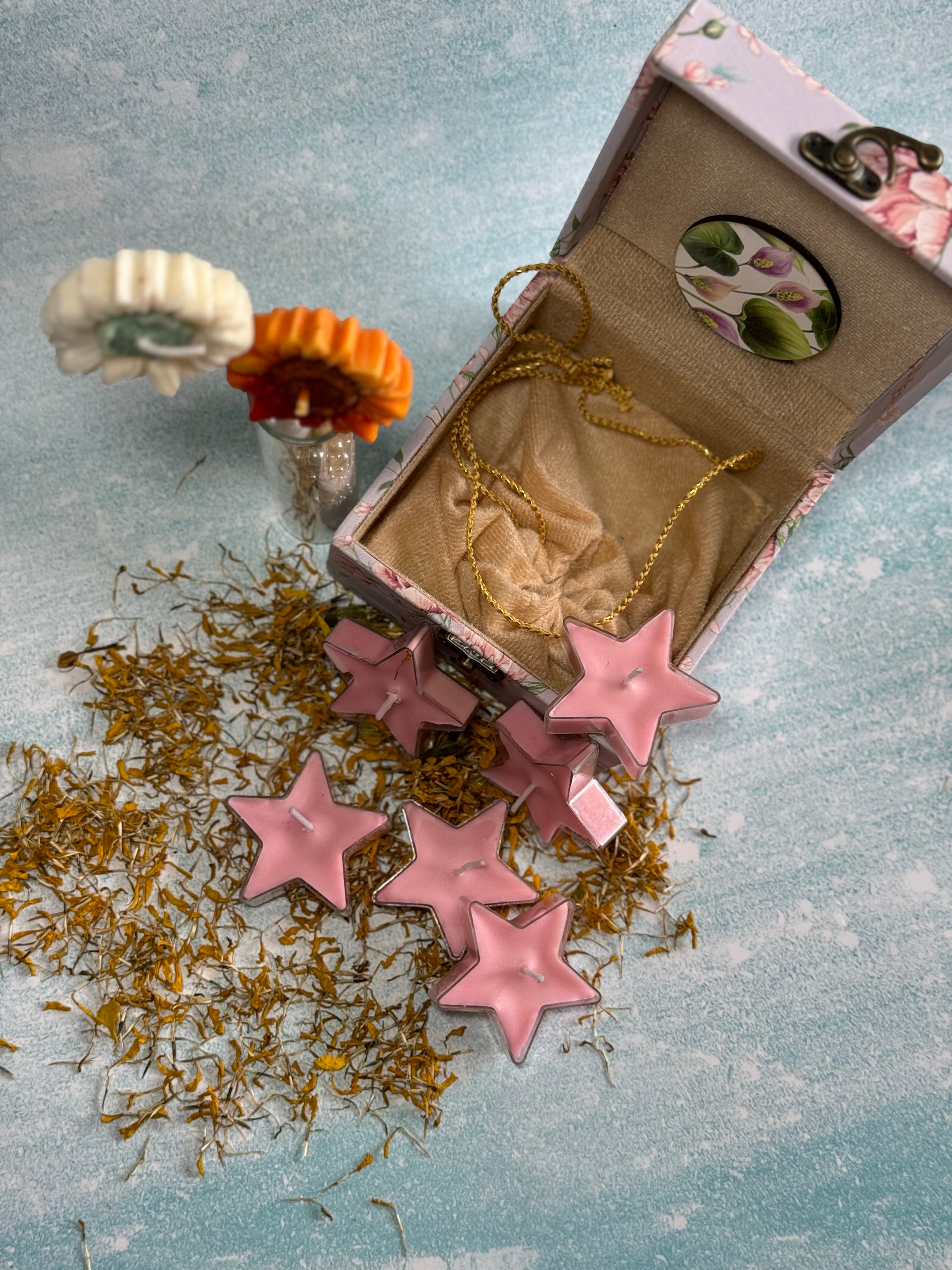 Pink Star Shaped Soy Tealight Candles – Handmade Decorative Star Candles for Romantic & Festive Home Décor