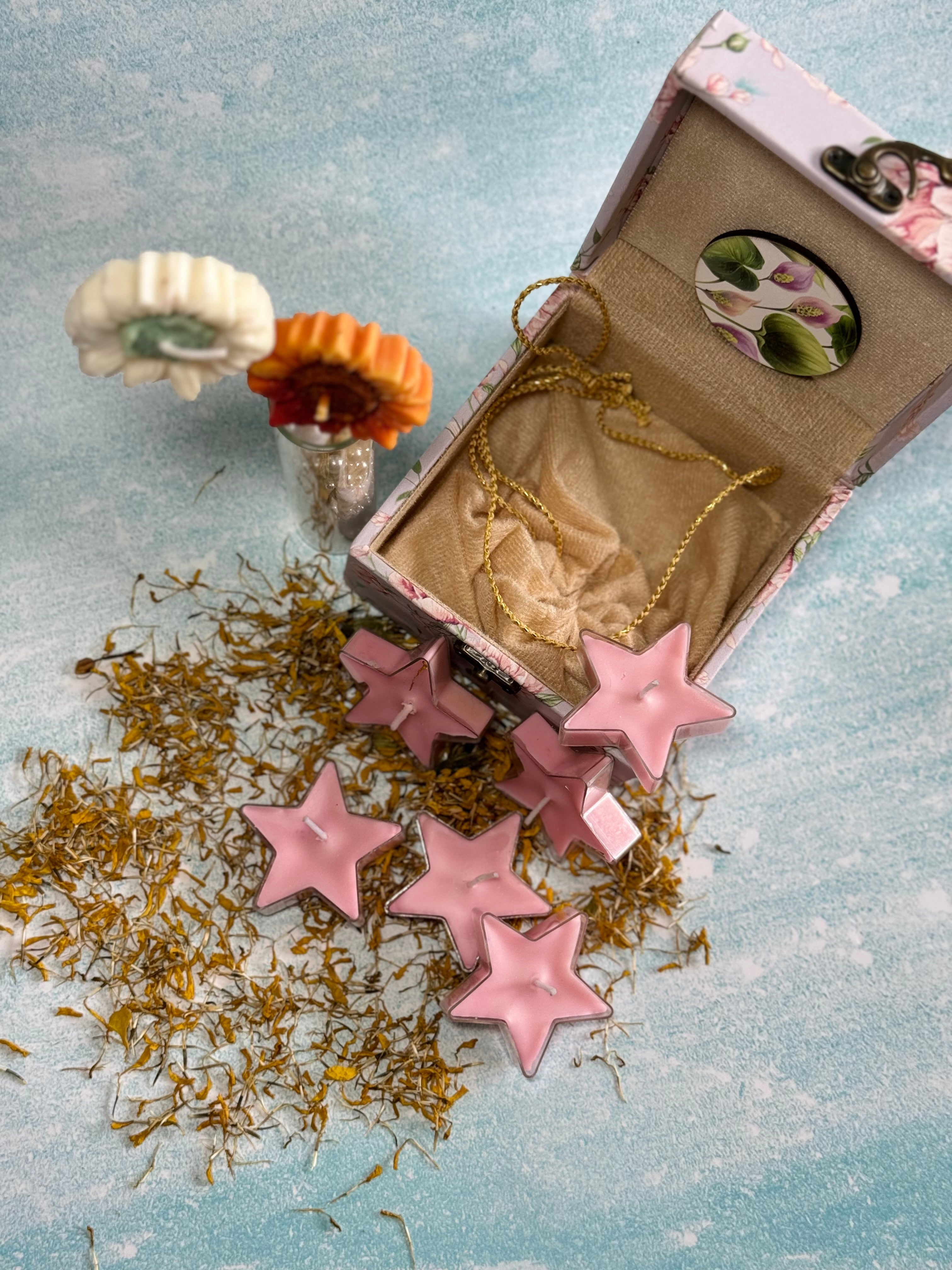 Pink Star Shaped Soy Tealight Candles – Handmade Decorative Star Candles for Romantic & Festive Home Décor