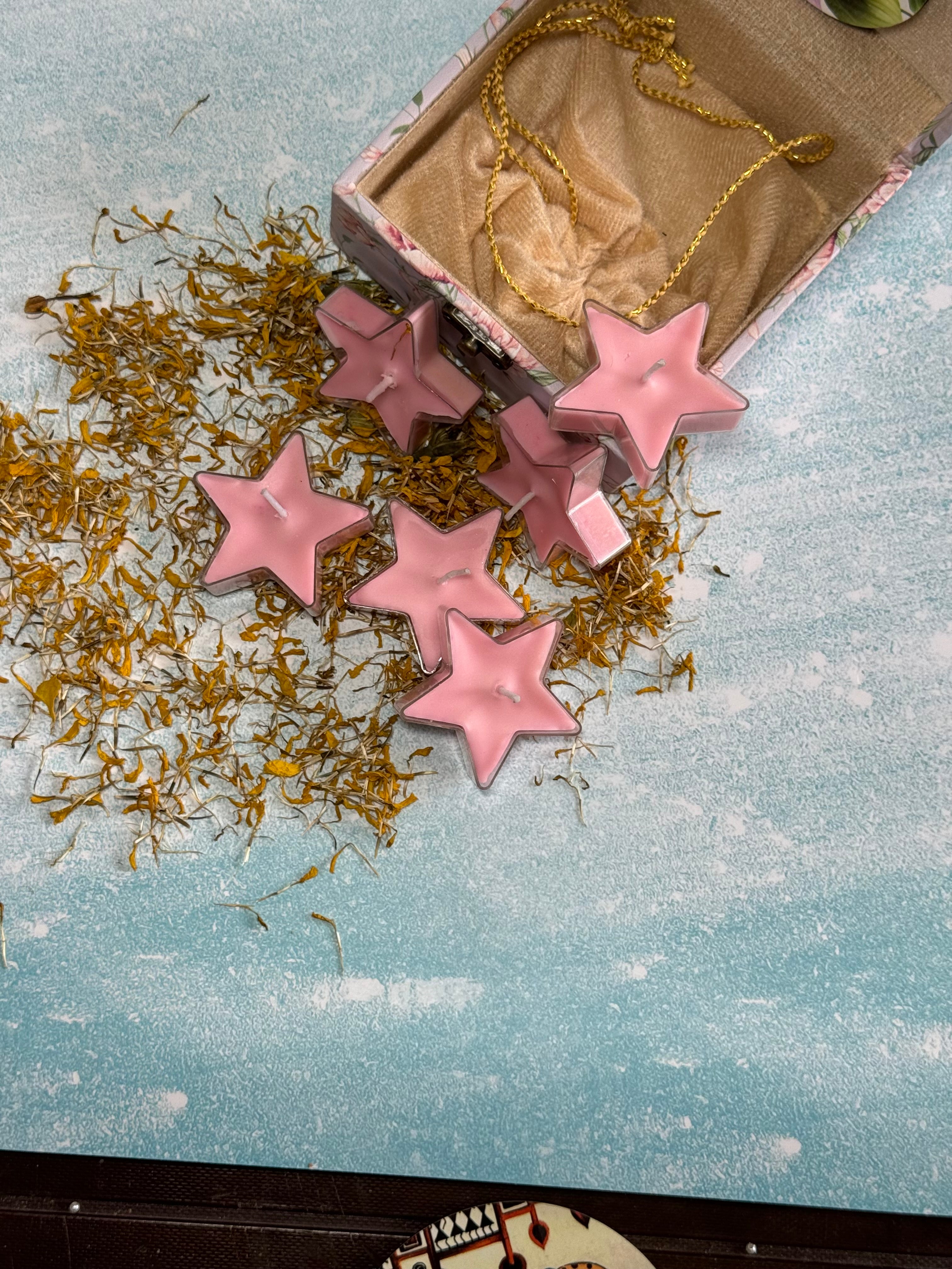 Pink Star Shaped Soy Tealight Candles – Handmade Decorative Star Candles for Romantic & Festive Home Décor