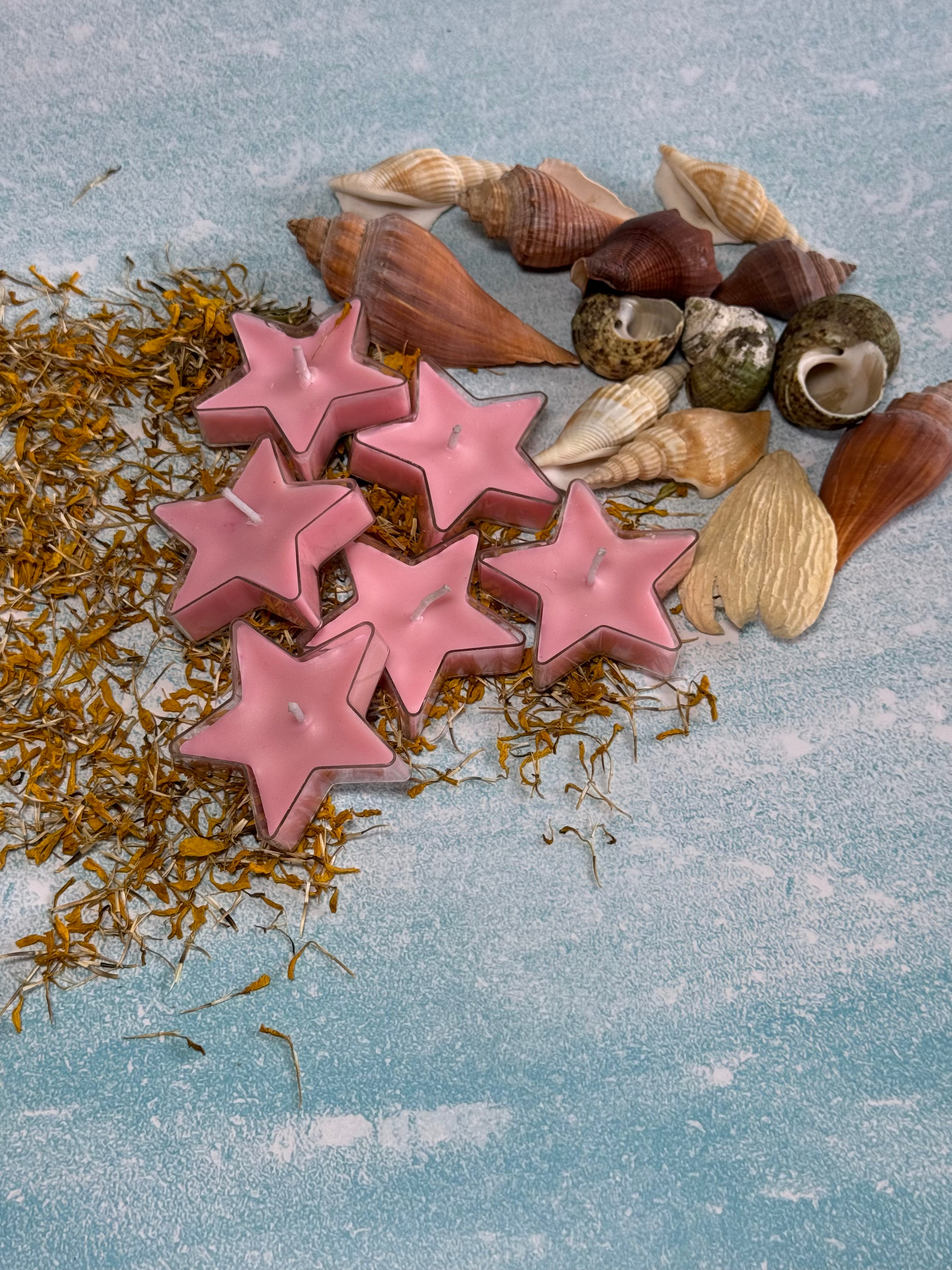 Pink Star Shaped Soy Tealight Candles – Handmade Decorative Star Candles for Romantic & Festive Home Décor