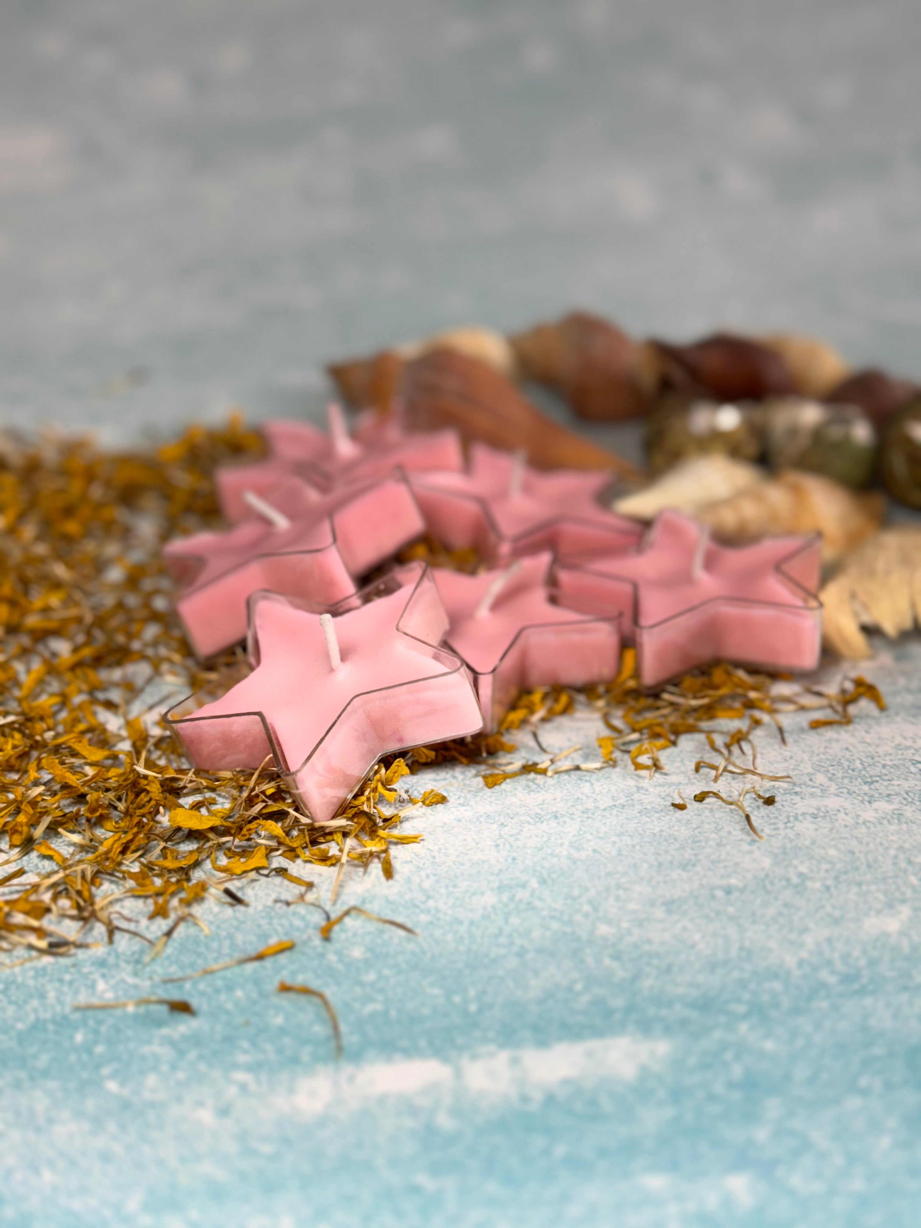 Pink Star Shaped Soy Tealight Candles – Handmade Decorative Star Candles for Romantic & Festive Home Décor