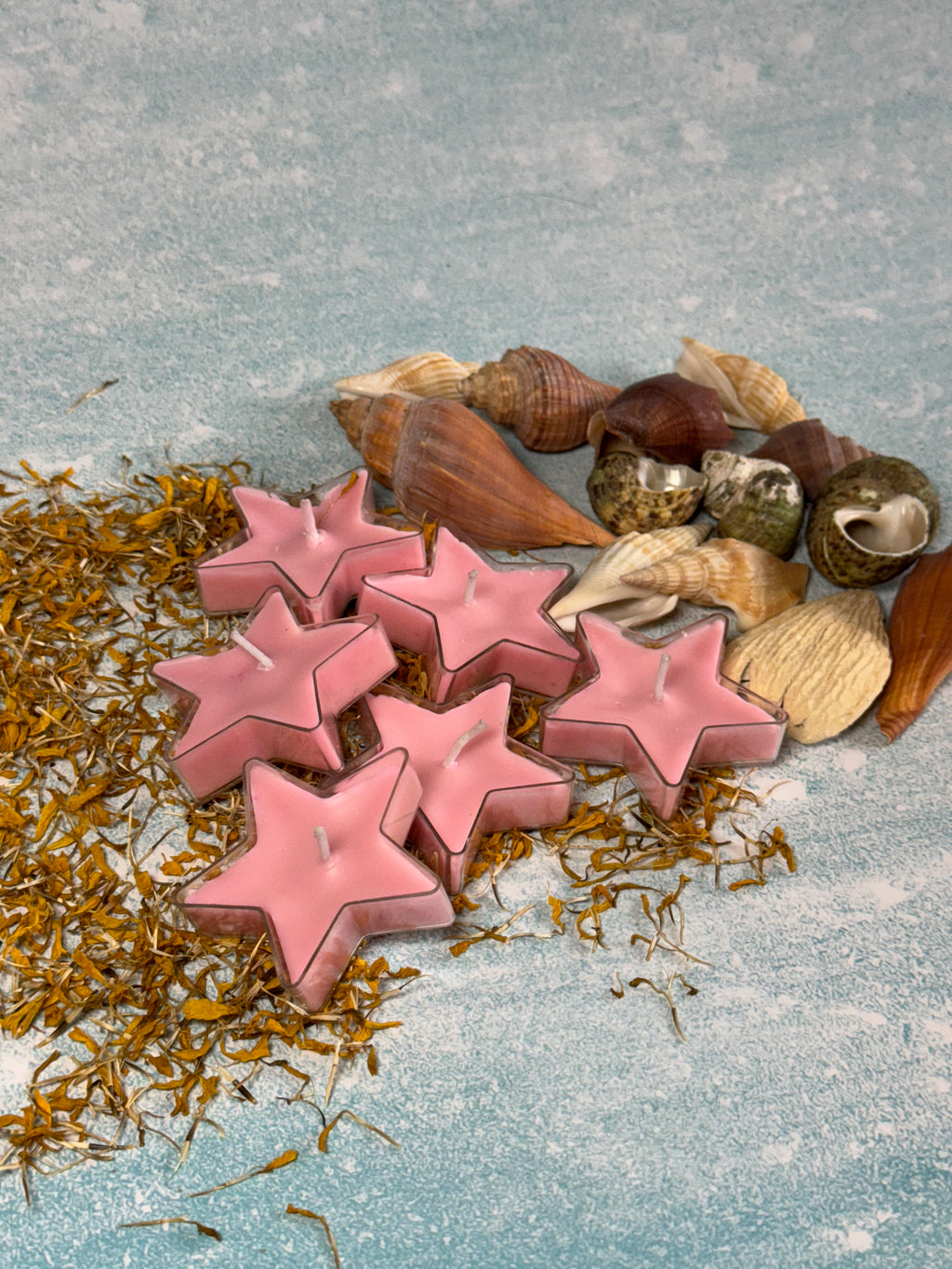 Pink Star Shaped Soy Tealight Candles – Handmade Decorative Star Candles for Romantic & Festive Home Décor