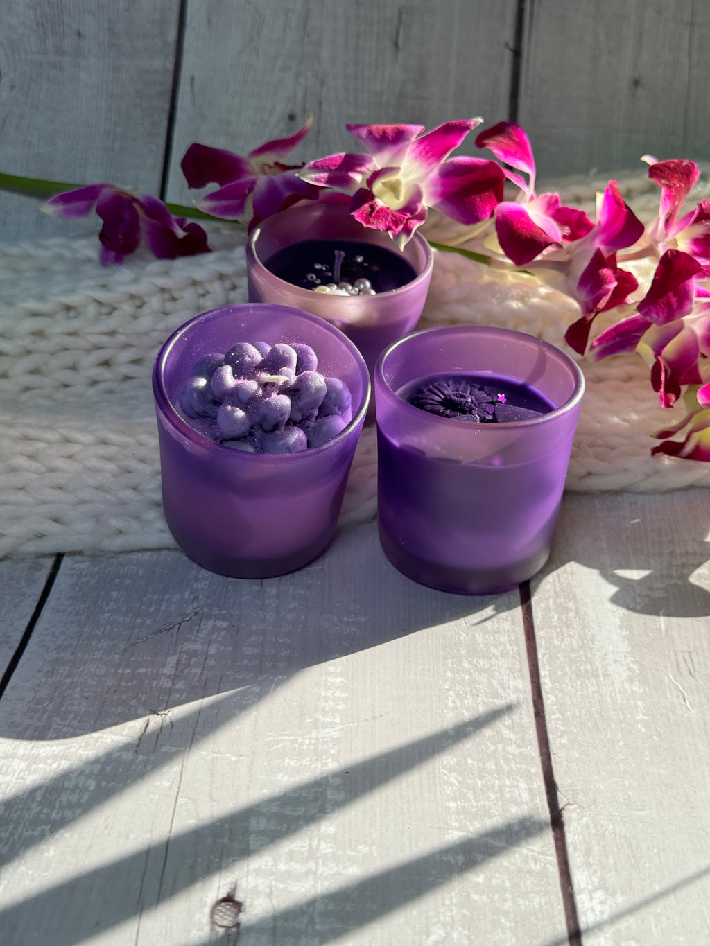 Purple Frosted Glass Soy Wax Candle Set – Handmade Decorative Aromatherapy Jar Candles for Luxury Home Décor