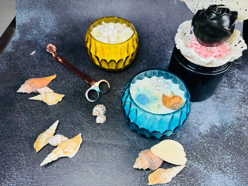 Premium Decorative Glass Jar Scented Candles – Luxury Floral & Ocean-Inspired Home Décor
