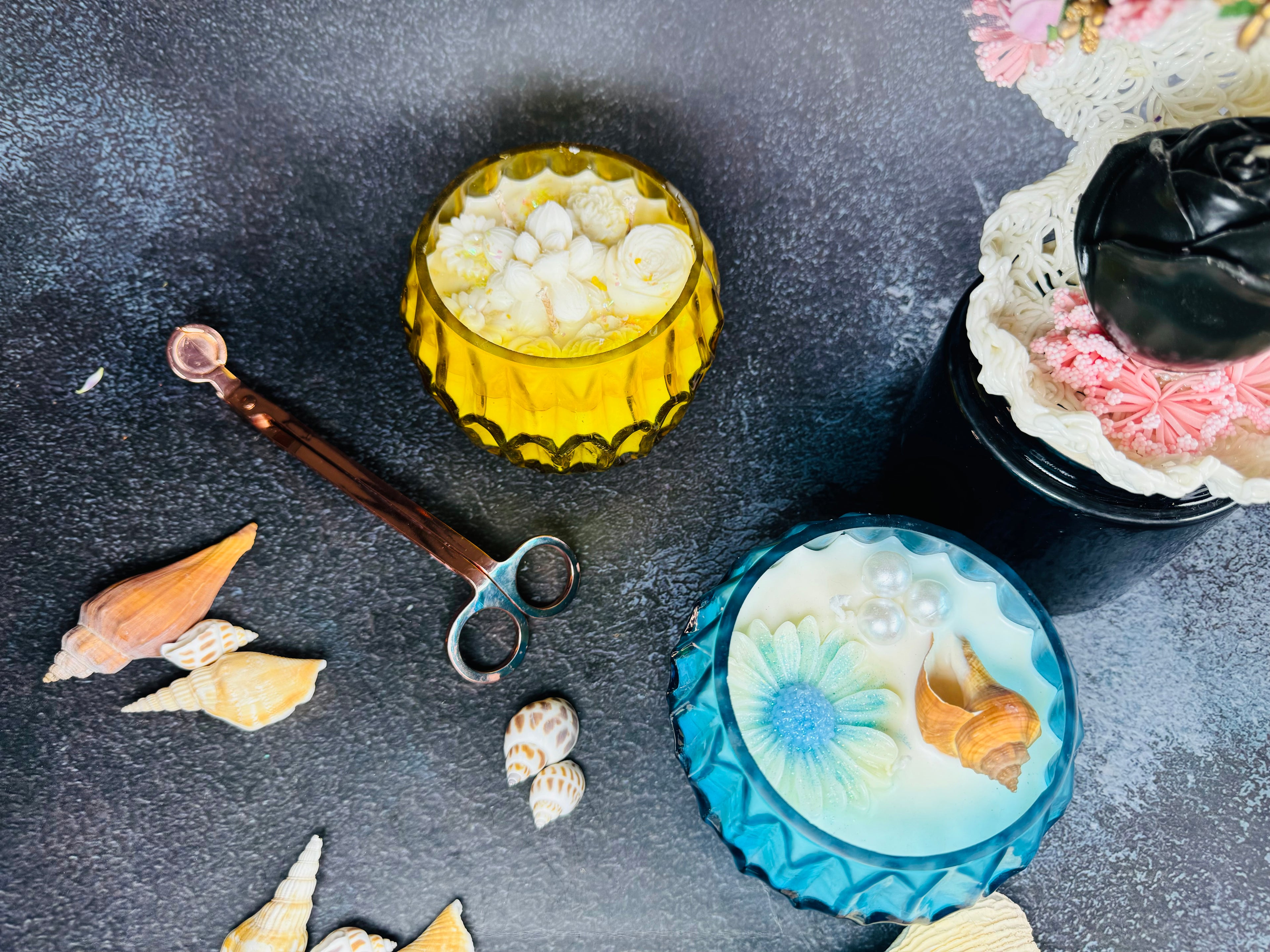 Premium Decorative Glass Jar Scented Candles – Luxury Floral & Ocean-Inspired Home Décor