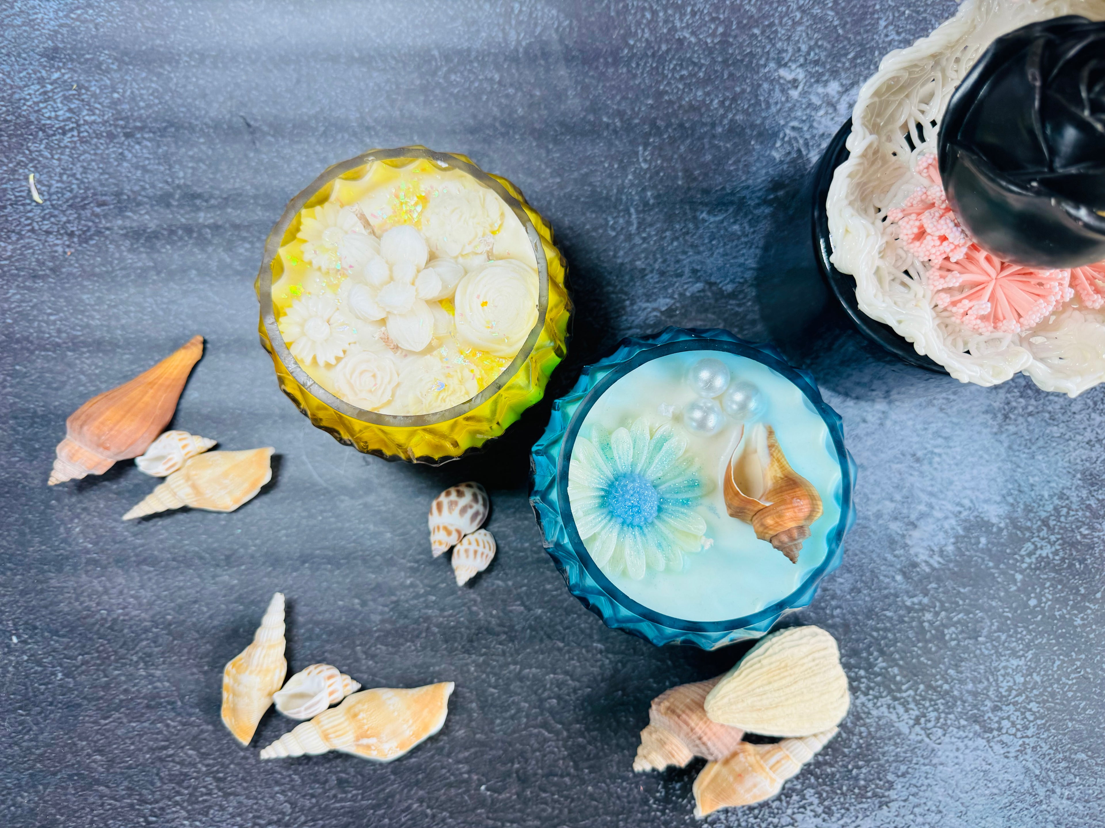 Premium Decorative Glass Jar Scented Candles – Luxury Floral & Ocean-Inspired Home Décor