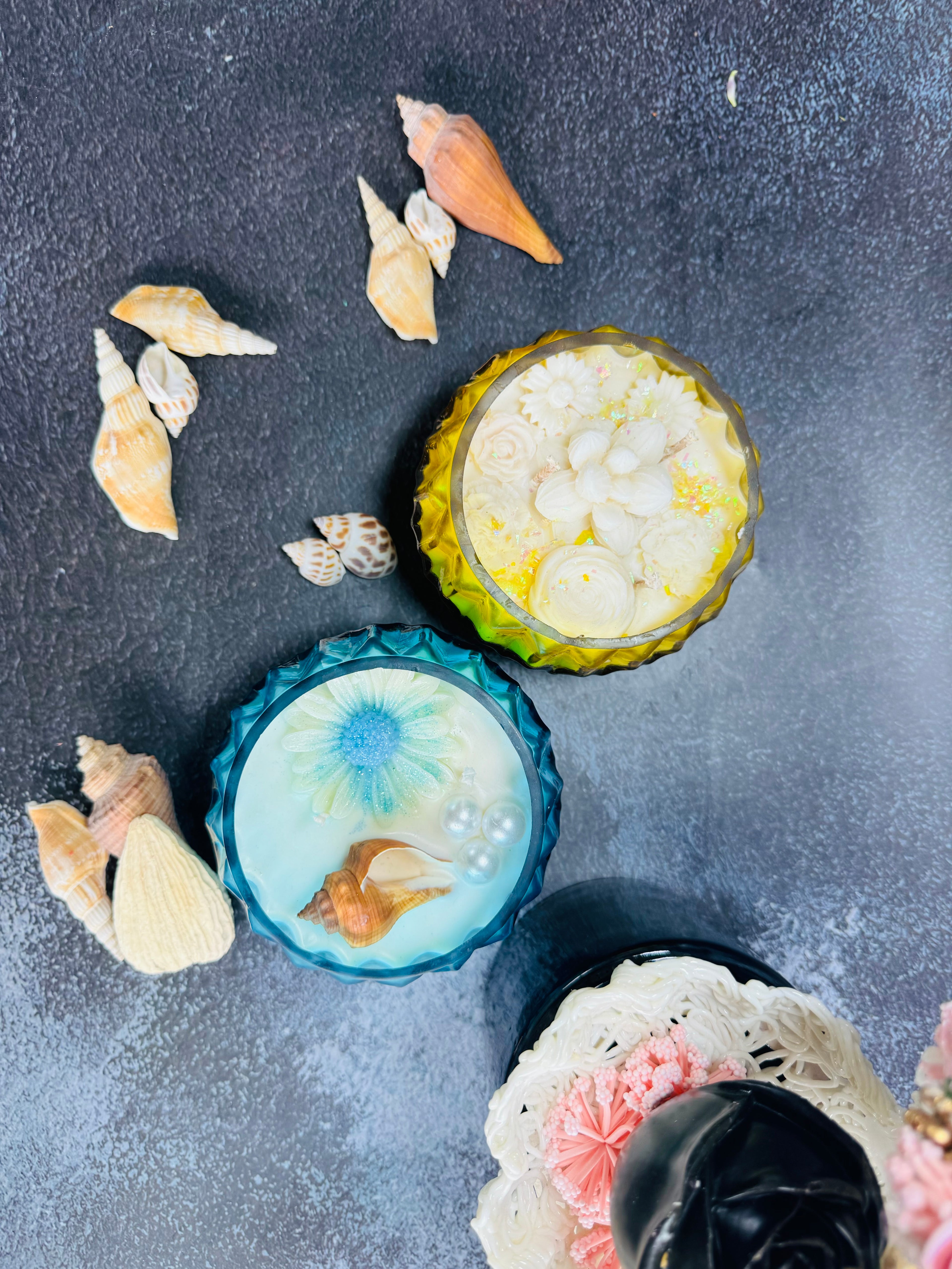 Premium Decorative Glass Jar Scented Candles – Luxury Floral & Ocean-Inspired Home Décor