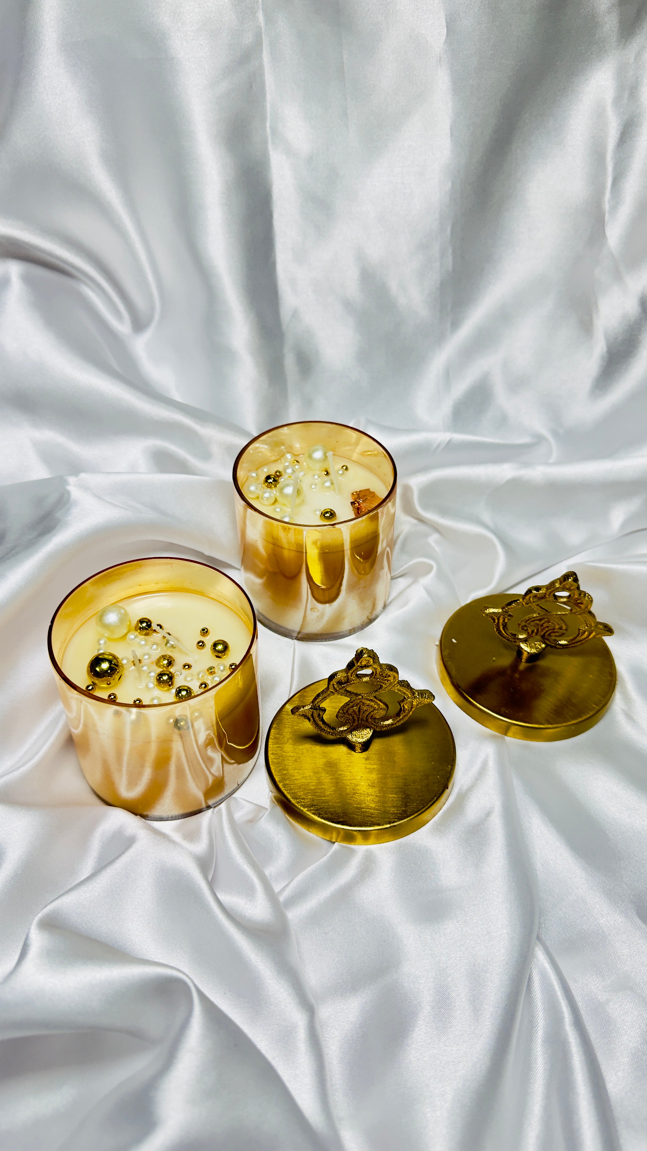 Luxury Gold Glass Scented Candle with Lid – Premium Soy Wax Decorative Jar Candle