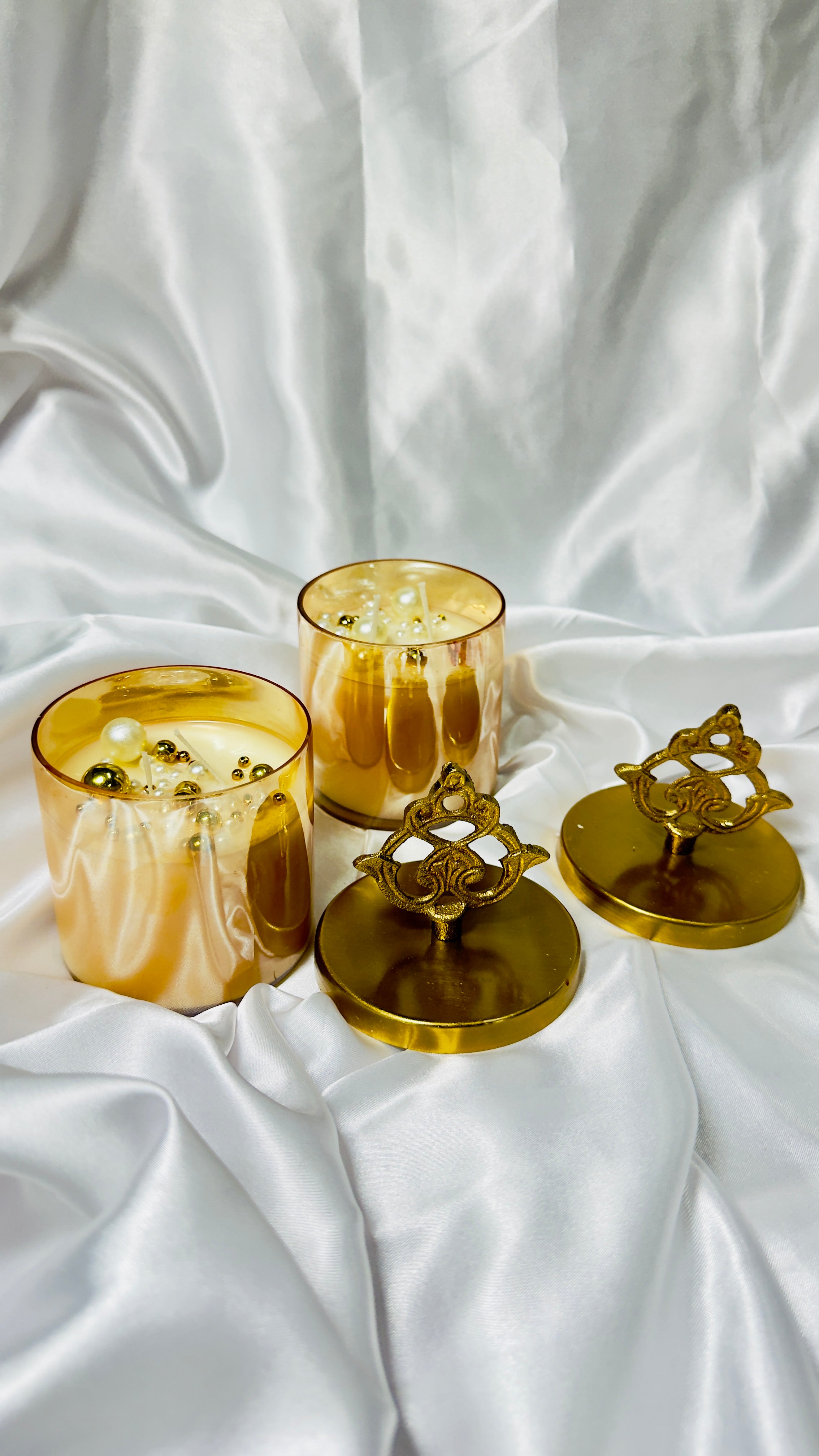 Luxury Gold Glass Scented Candle with Lid – Premium Soy Wax Decorative Jar Candle