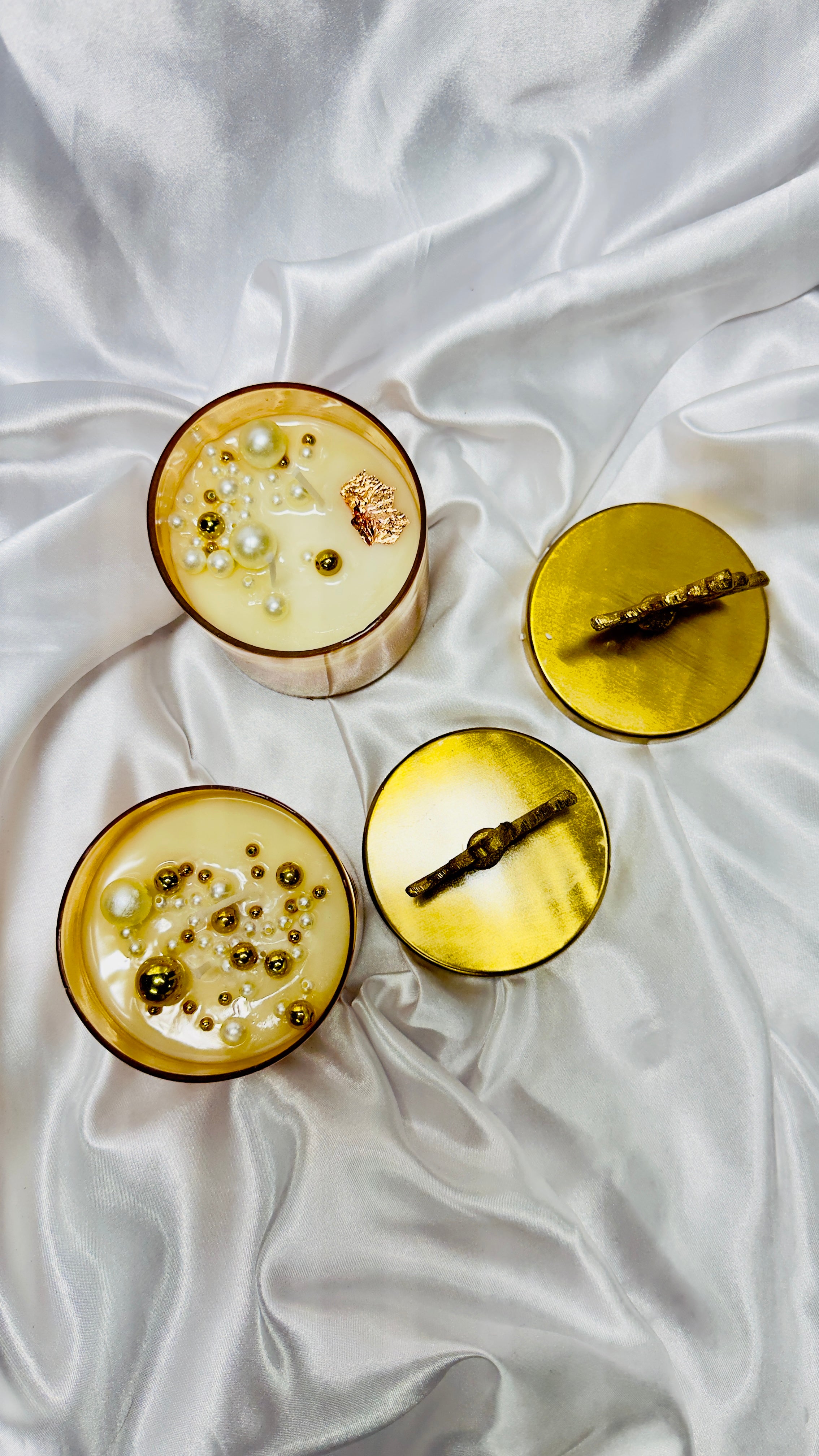 Luxury Gold Glass Scented Candle with Lid – Premium Soy Wax Decorative Jar Candle