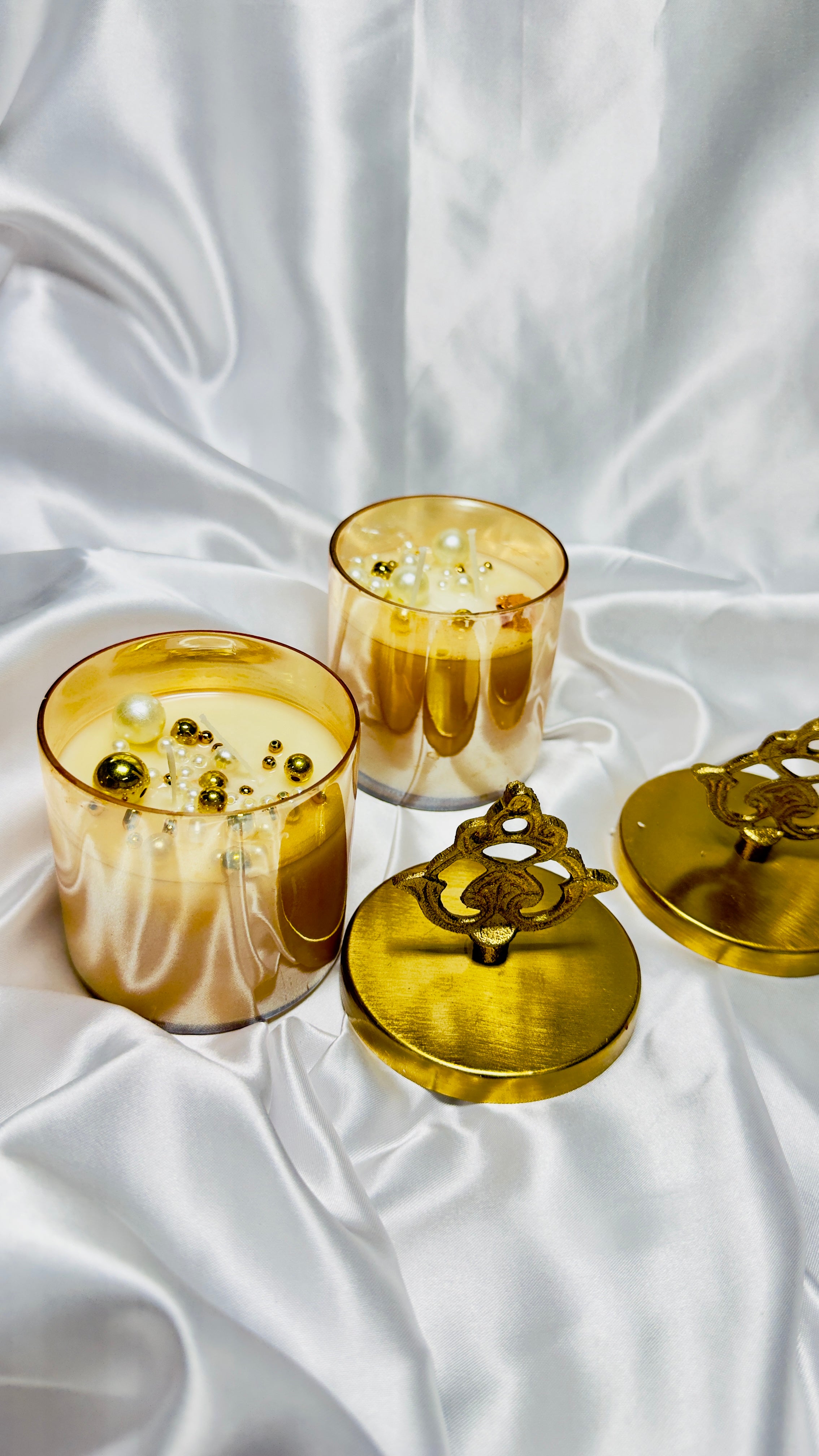 Luxury Gold Glass Scented Candle with Lid – Premium Soy Wax Decorative Jar Candle
