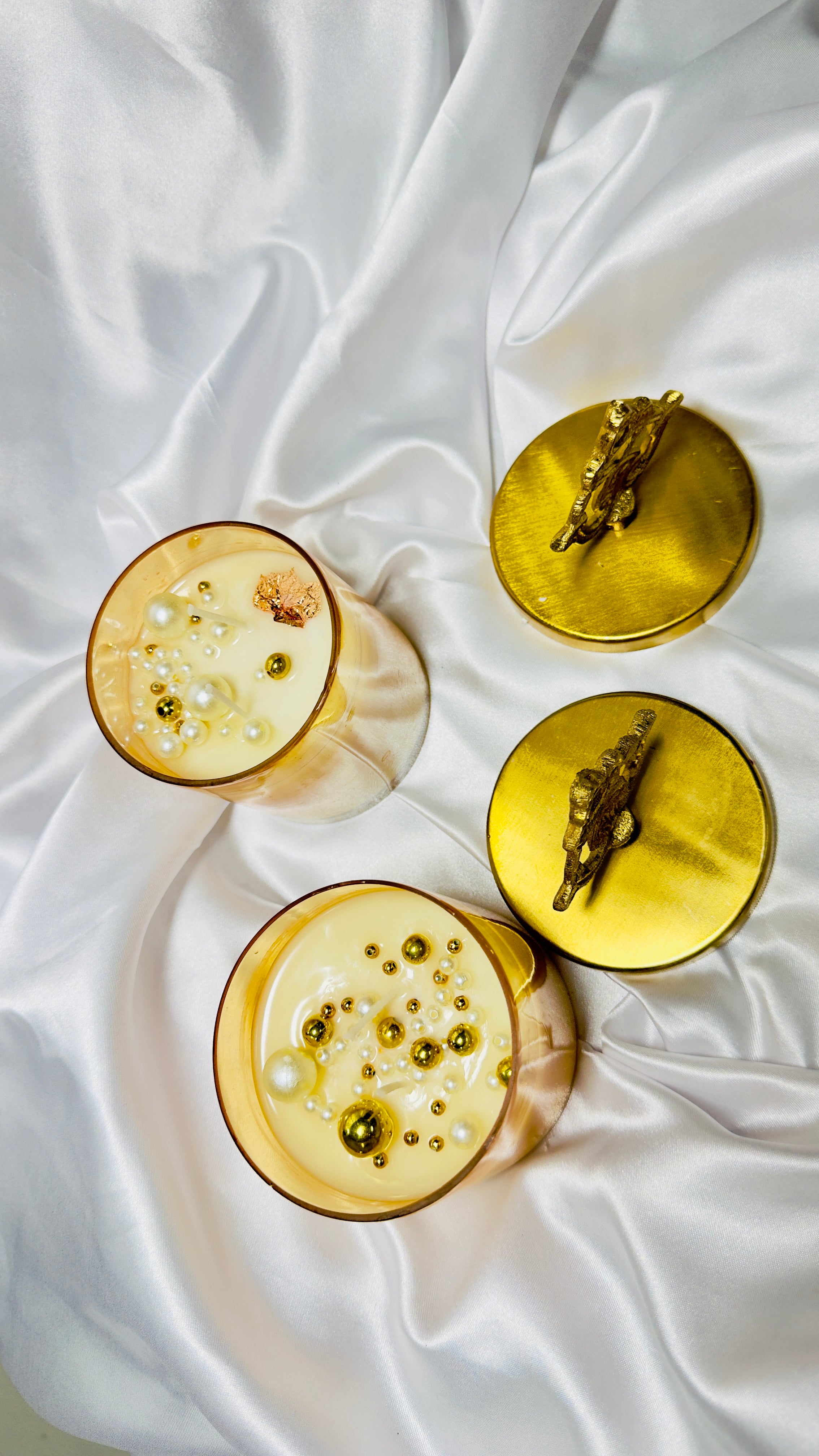 Luxury Gold Glass Scented Candle with Lid – Premium Soy Wax Decorative Jar Candle