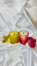 Luxury Ribbed Glass Scented Candle with Lid – Premium Soy Wax Jar Candle (Yellow & Pink Edition)
