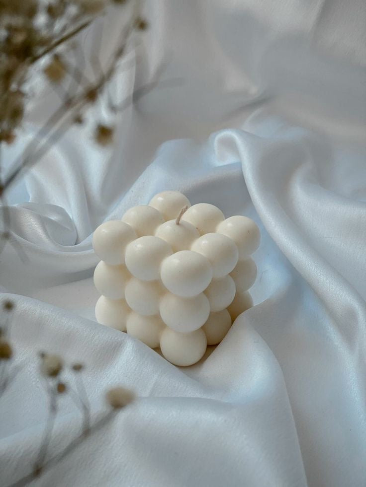 Bubble Cube Soy Wax Candle – Handmade Aesthetic Decorative Candle for Modern Home Décor