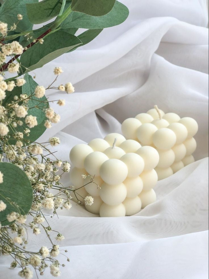 Bubble Cube Soy Wax Candle – Handmade Aesthetic Decorative Candle for Modern Home Décor