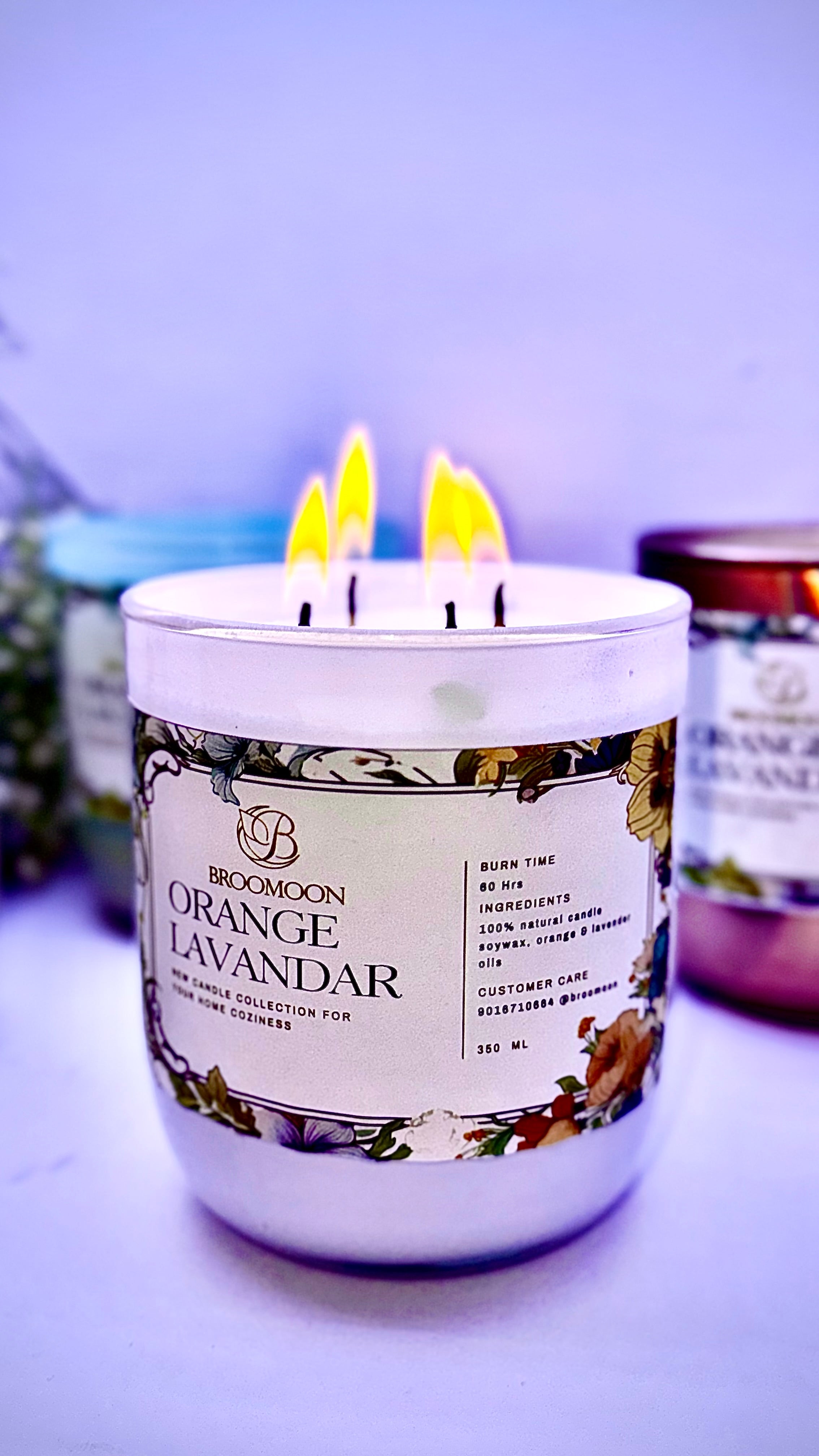 Orange Lavender Soy Wax Candle – Luxury Aromatherapy Jar Candle