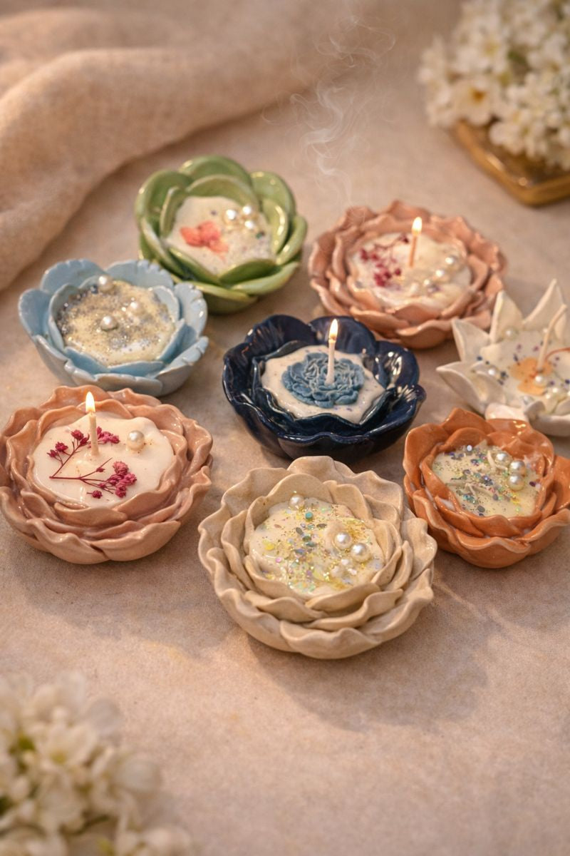 Ceramic  Aura Blossom Candle