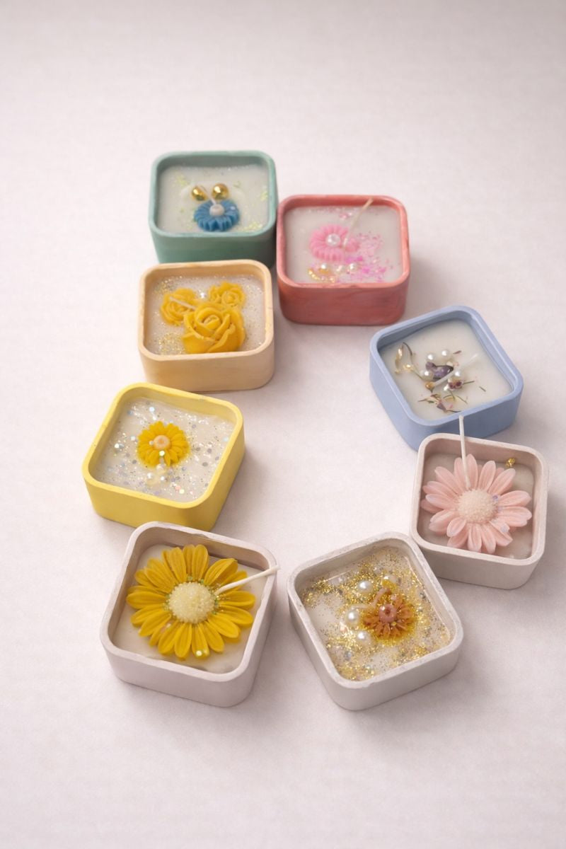 Floral Square Aroma Candle Concert Jar Candle