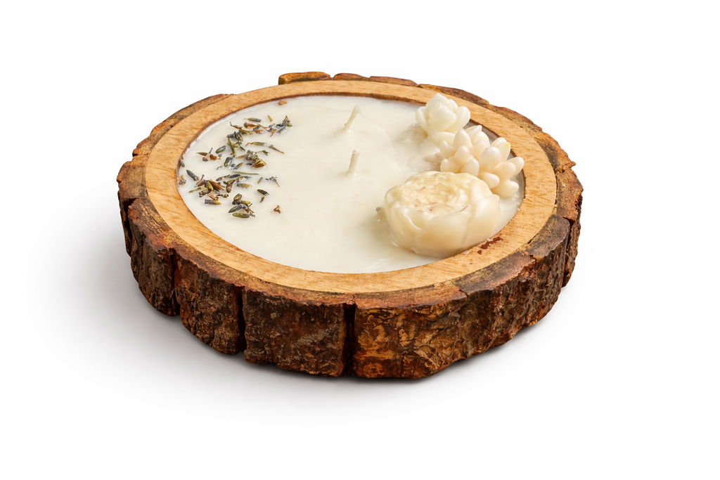 🌿Broomoon  Rustic Bloom Wooden Candle