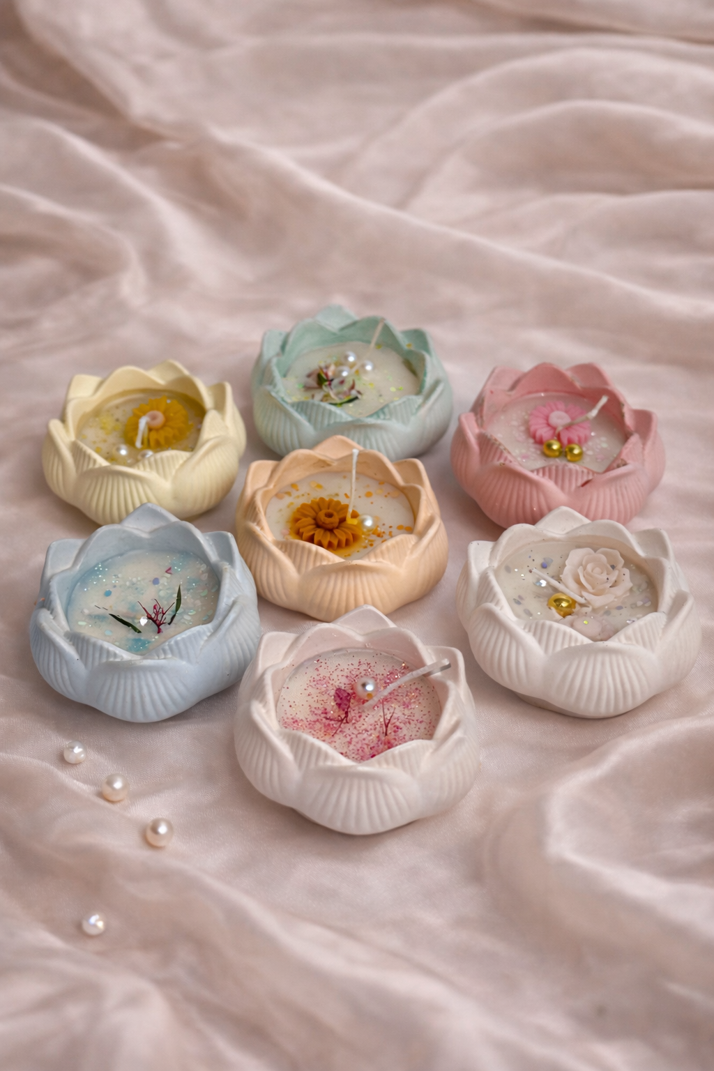 Broomoon Decorative Lotus Blossom Scented Candles